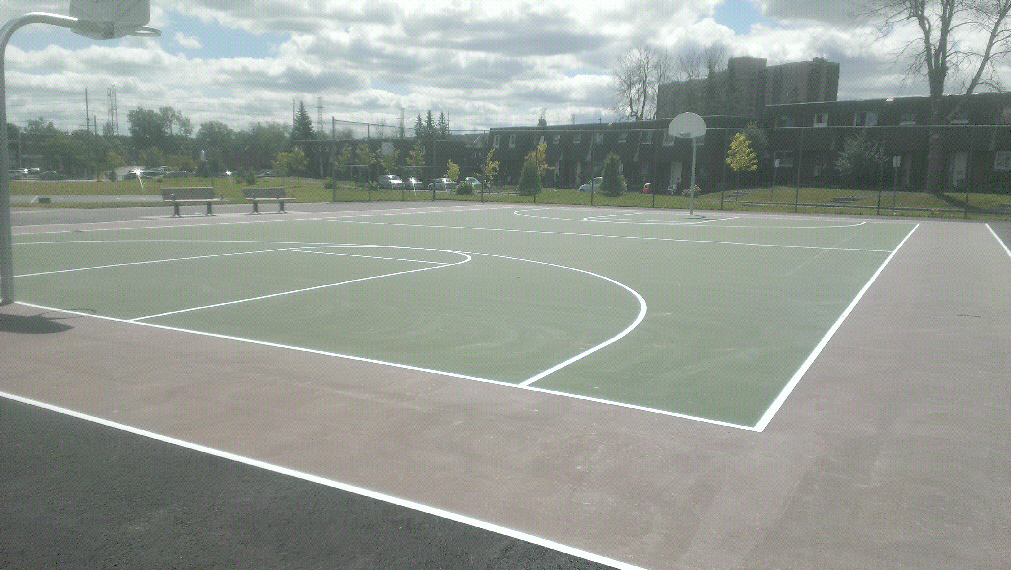 Basketball court green and Sand